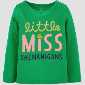 Little Miss Shenanigans Green Long Sleeve Toddler Shirt
